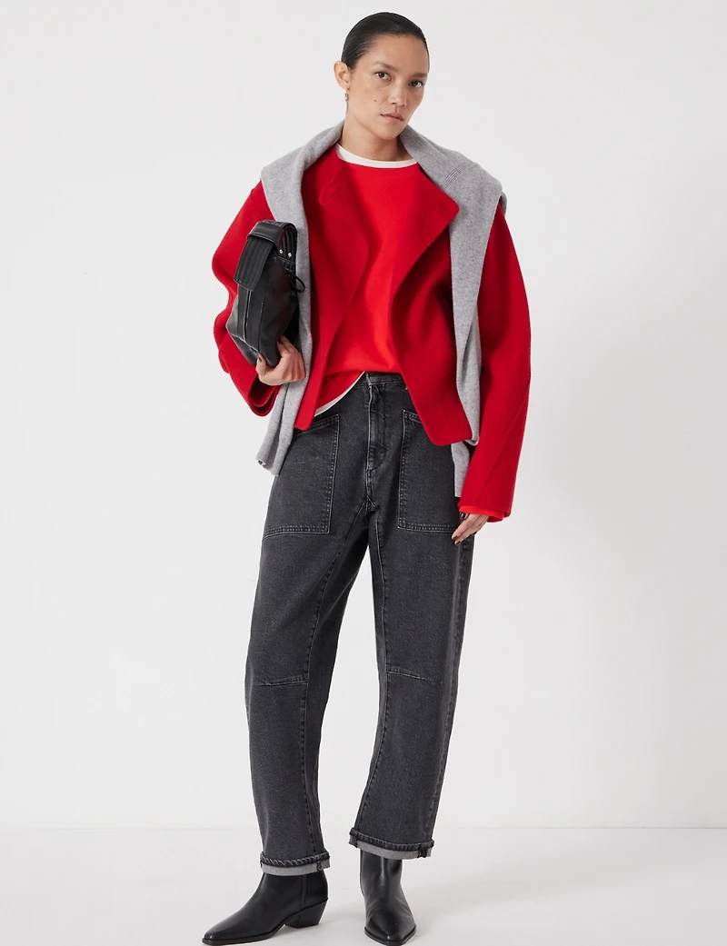 Hush Women's Wool Double Faced Collarless Jacket