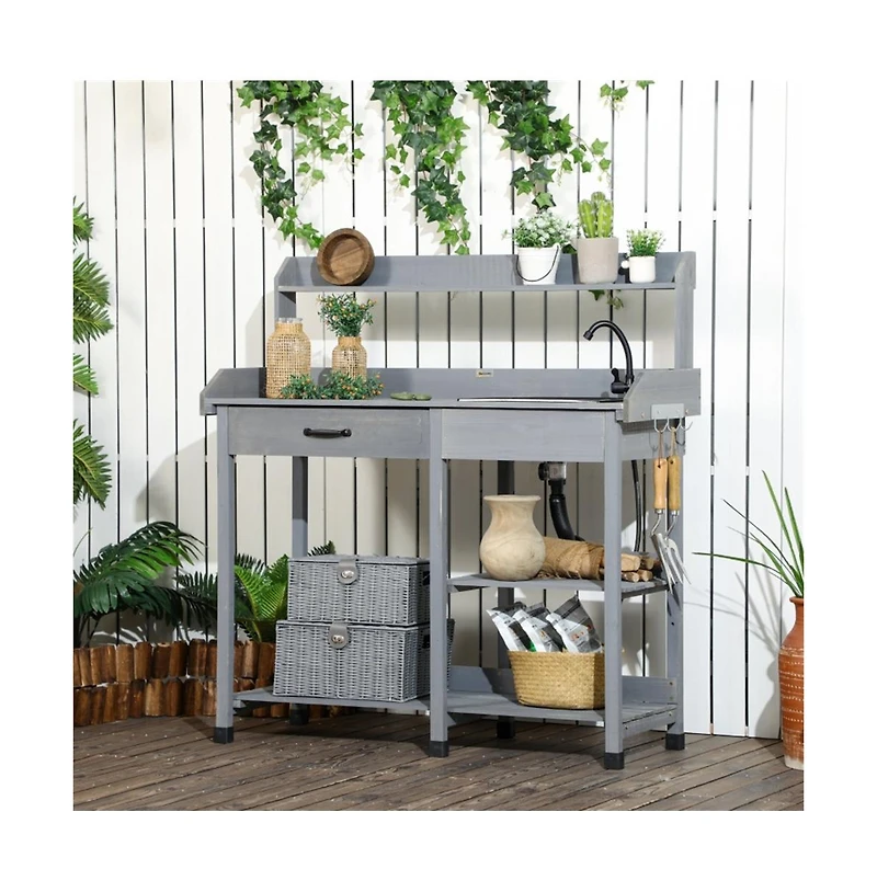 Slickblue Practical Garden Workbench with Open Storage for Outdoor Tasks