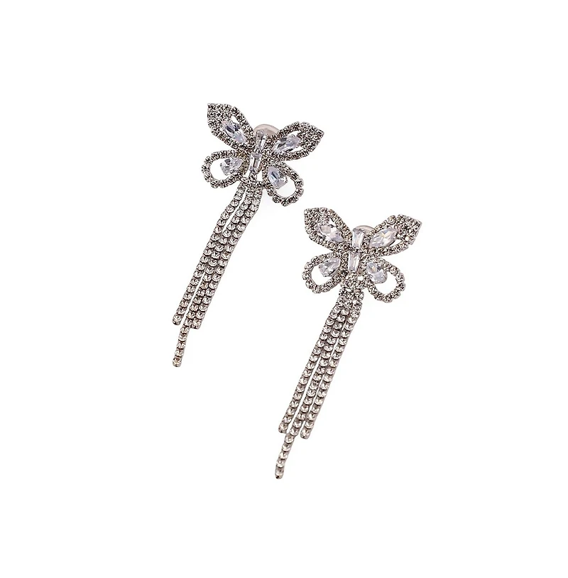 Women's The Bijou-Papillon Drop Earrings - Crystal Silver