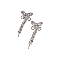 Women's The Bijou-Papillon Drop Earrings - Crystal Silver