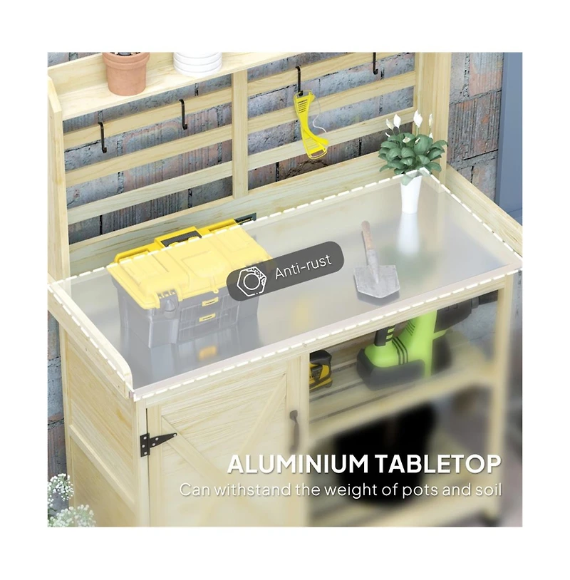 Outdoor Potting Bench with Open Shelf Storage for Gardening Needs