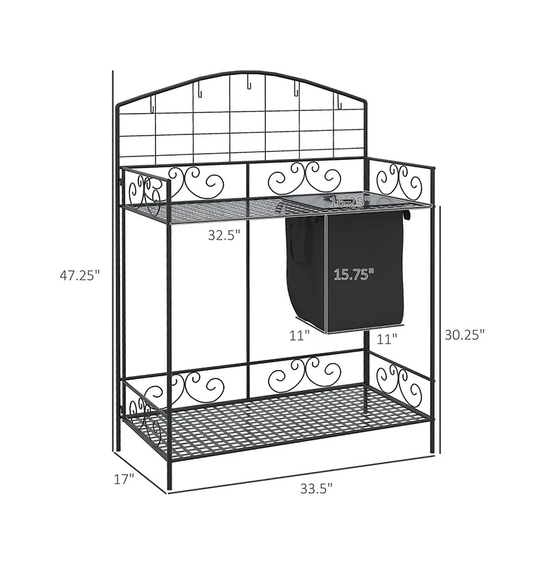 Wooden Garden Work Bench with Storage for Plants and Tools