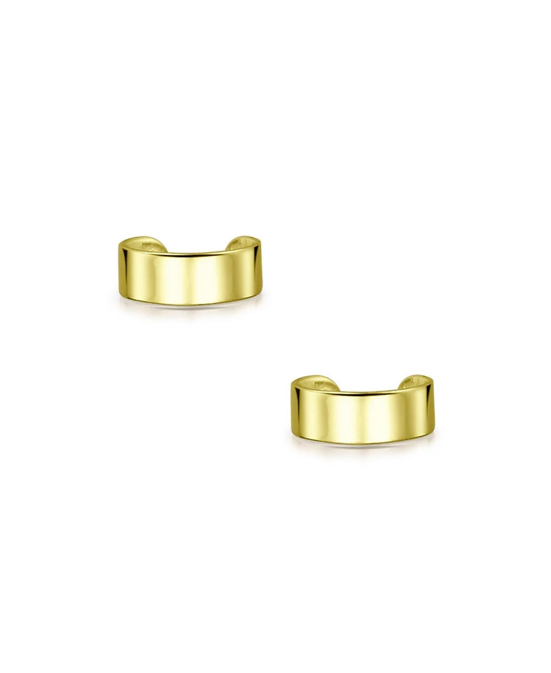 Bling Jewelry Set of 2 Geometric Ear Cuff Cartilage Clip Earrings For Non Pierced Gold Plated