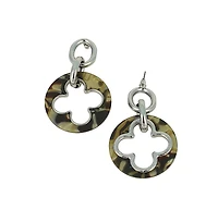 Women's The Clover-Tortoiseshell Drop Earrings - Chrome Silver