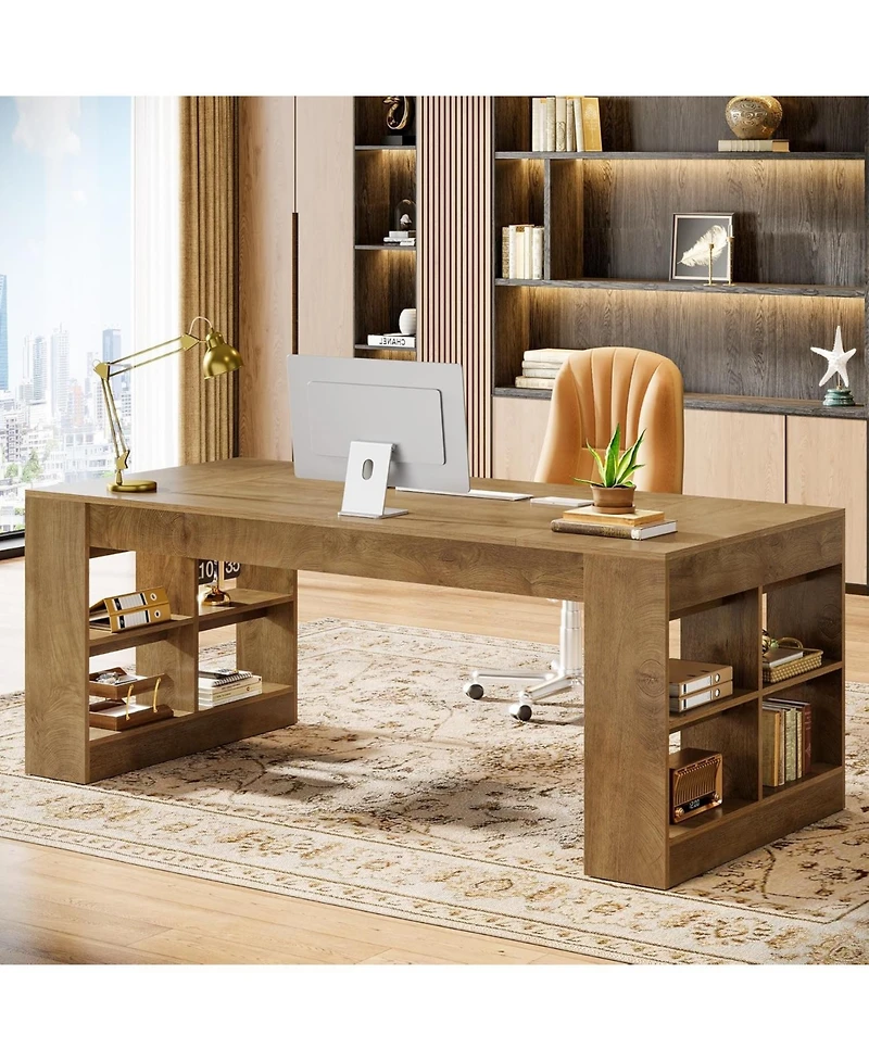 Tribesigns Wood Gaming Table,Two Person Desk, Double Computer Office Desk