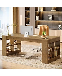 Tribesigns Wood Gaming Table,Two Person Desk, Double Computer Office Desk