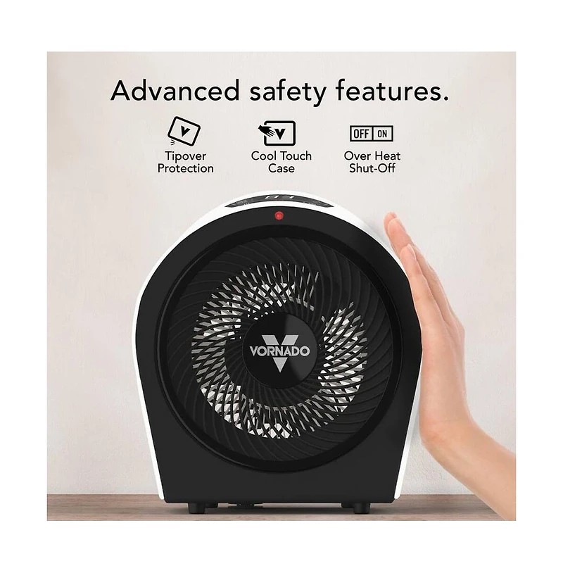 Velocity 5R Plus Whole Room Space Heater with Advanced Safety Features - White and Black