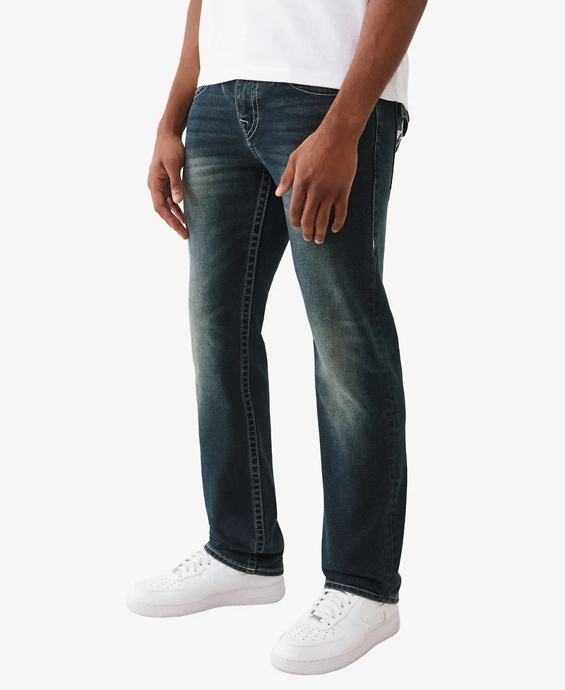 True Religion Men's Ricky Warped Lurex Flap Straight-Fit Jeans