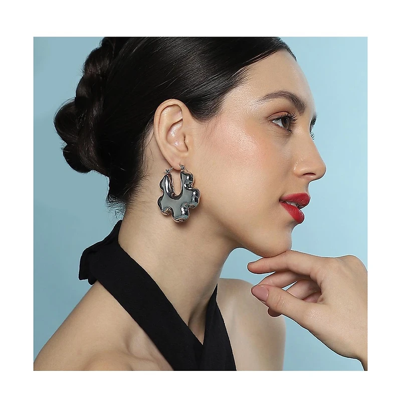 Women's The Puffer-Bolt Hoop Earrings - Chrome Silver