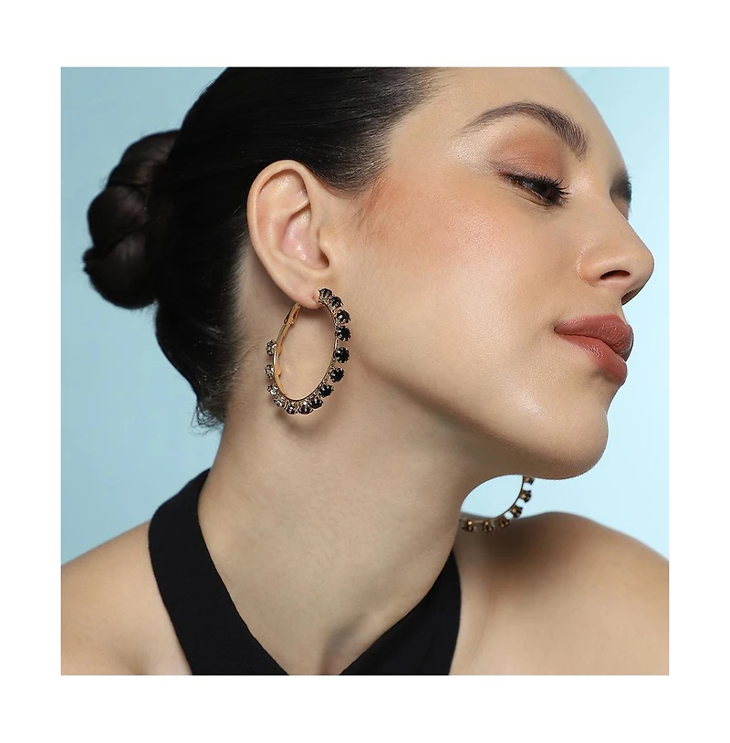Women's The All-Over-Stud Hoop Earrings - Onyx Black