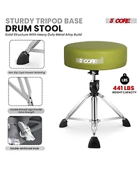 5 Core Drum Throne 4" Thick Padded Guitar Stool 441Lb Capacity 20-26" Adjustable Drummer Chair
