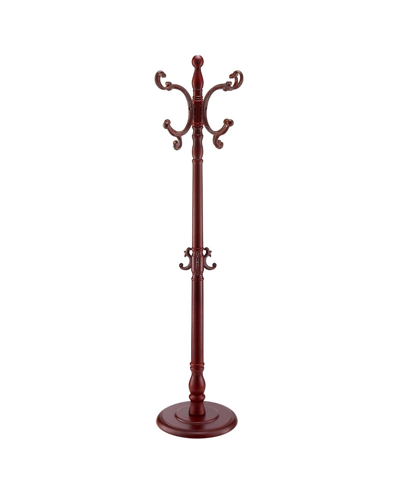 Slickblue Wooden Freestanding Coat Rack with Large Base and 11 Hooks