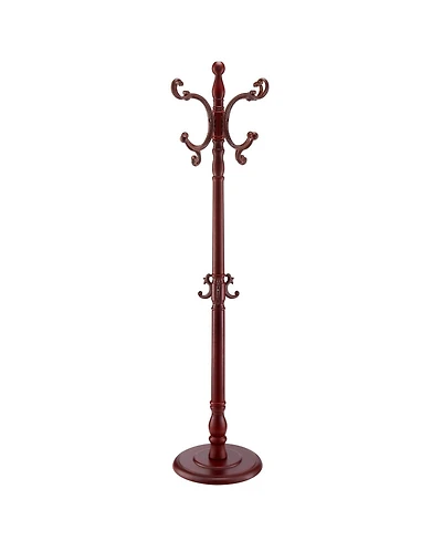 Slickblue Wooden Freestanding Coat Rack with Large Base and 11 Hooks