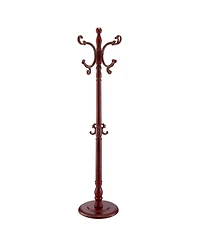 Slickblue Wooden Freestanding Coat Rack with Large Base and 11 Hooks