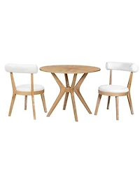 3-Piece Round Dining Set, Mid-Century Modern Table and 2 Upholstered Chairs for Small Kitchen or Dining Room-Maison Boucle