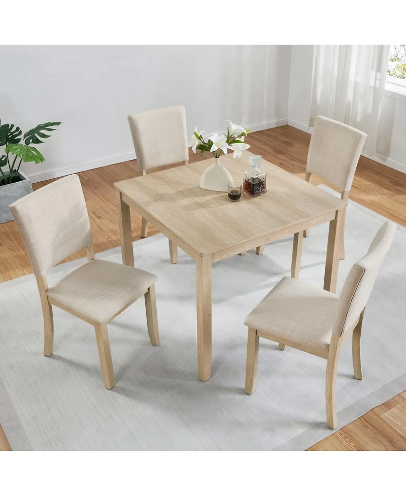 Maison Boucle 5-Piece Dining Table Set for 4, Small Kitchen Table and Chairs Set, Modern Wooden Dining Set for Apartment or Breakfast Nook-Maison Bouc