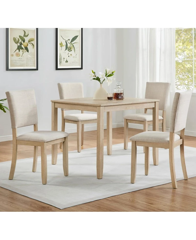 Maison Boucle 5-Piece Dining Table Set for 4, Small Kitchen Table and Chairs Set, Modern Wooden Dining Set for Apartment or Breakfast Nook-Maison Bouc
