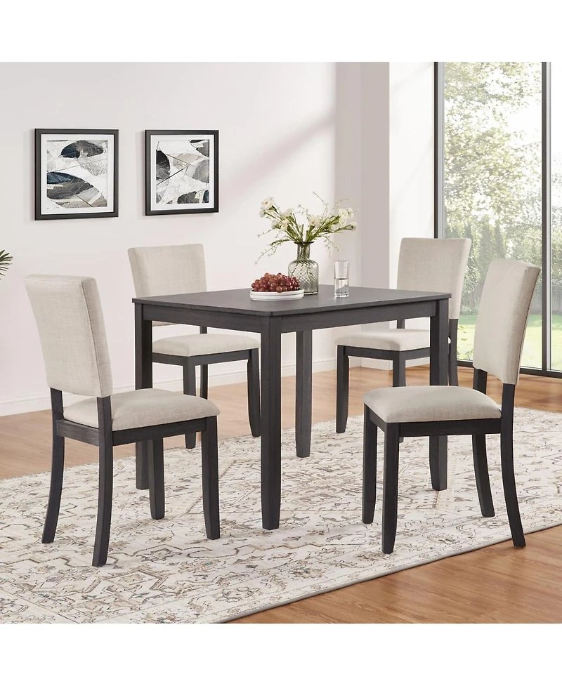 Maison Boucle 5-Piece Dining Table Set for 4, Small Kitchen Table and Chairs Set, Modern Wooden Dining Set for Apartment or Breakfast Nook-Maison Bouc