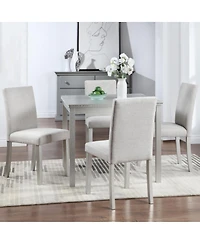 5-Piece Square Dining Table Set with 4 Upholstered Chairs, Crystal Trim Wood for Kitchen or Small Room-Maison Boucle