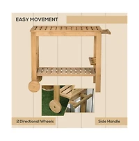 Slickblue Fir Wood Side Shelves and Storage Rolling Grill Cart