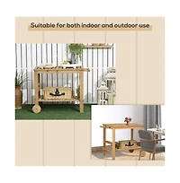 Slickblue Fir Wood Side Shelves and Storage Rolling Grill Cart