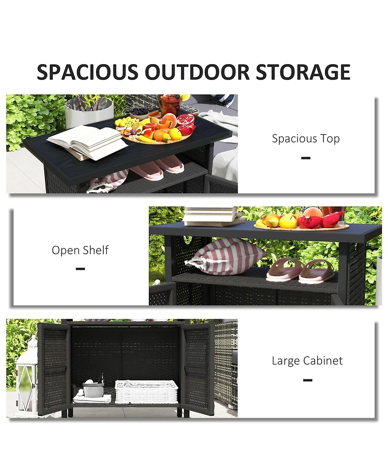 Outsunny Outdoor Pool Towel Storage Cabinet Organizer with Shelf