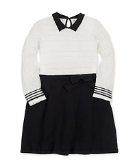 Hope & Henry Toddler Girls Organic Peter Pan Collar Sweater Dress with Bow