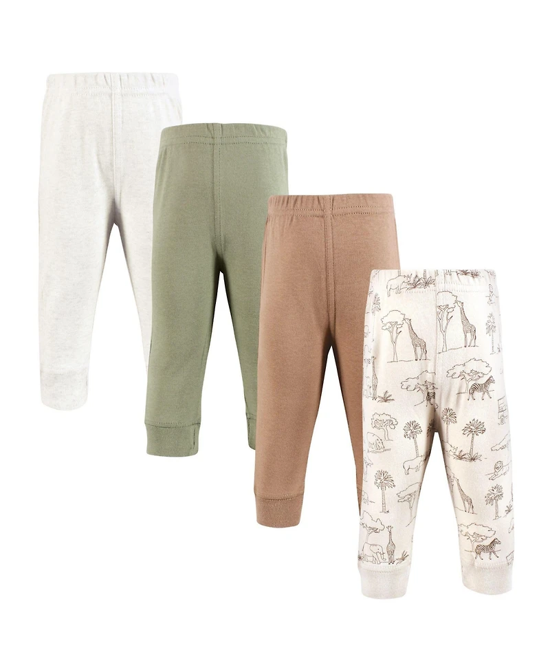Hudson Baby Toddler Boys Cotton Pants and Leggings, Beige Safari Scene