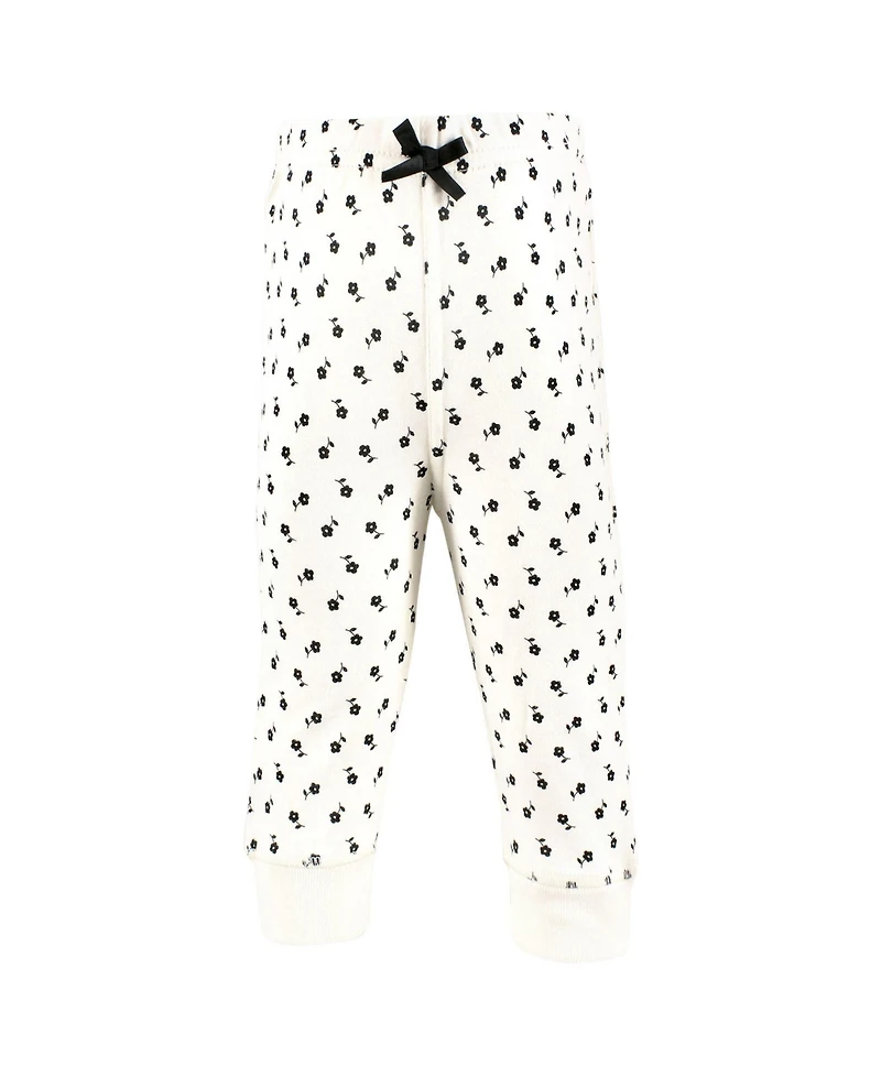 Hudson Baby Toddler Girls Cotton Pants and Leggings, Black Brown Tiny Floral