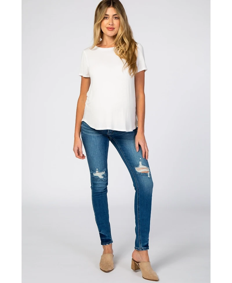 Pinkblush Maternity Blue Distressed Side Insert Jeans