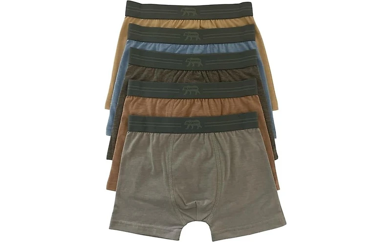 Bearpaw Boys 5-Pack Cotton Boxer Briefs, Stormy Weather,Large