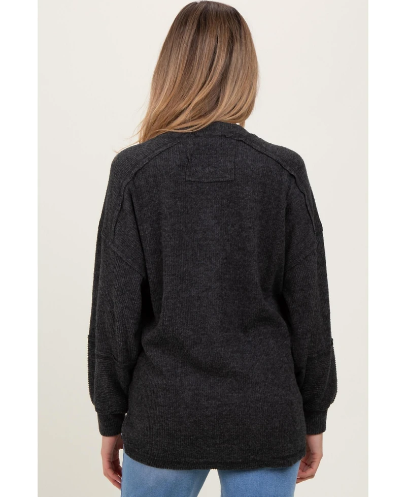 Pinkblush Maternity Oversized Ribbed Knit Henley Sweater