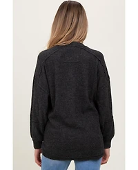 Pinkblush Maternity Oversized Ribbed Knit Henley Sweater