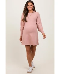 Pinkblush Maternity Pink Knit Bubble Sleeve Mini Dress