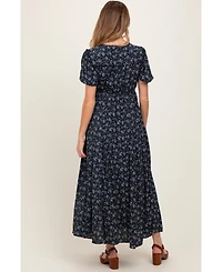 Pinkblush Maternity Navy Floral Button Down Dress