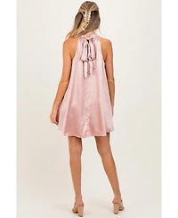 Pinkblush Maternity Light Pink Textured Satin Bow Tie Mini Dress