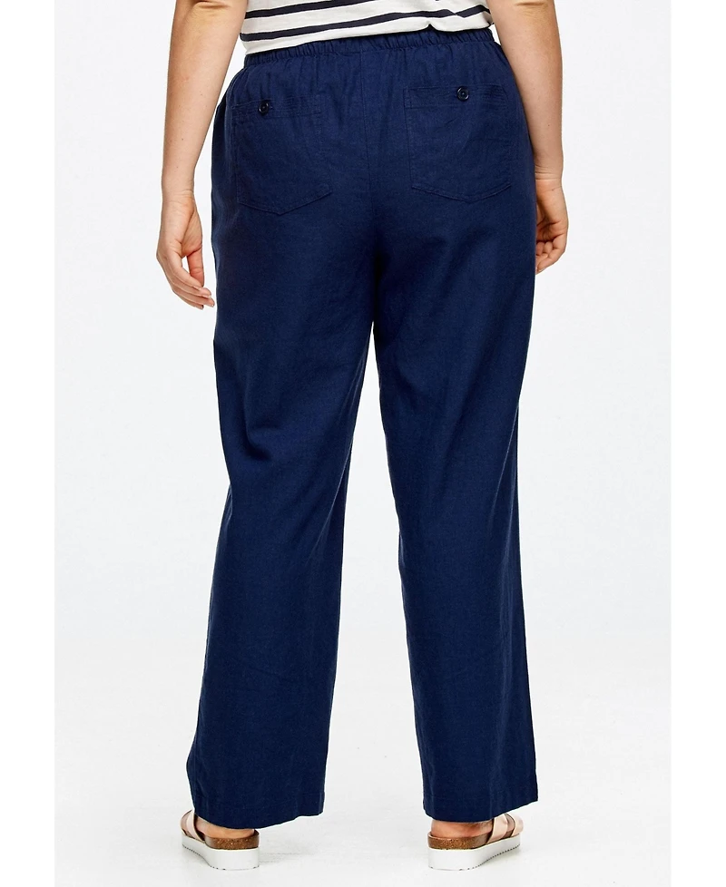 ellos Women's Linen-Blend Drawstring Pants