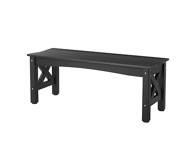 Black Weatherproof Plastic Patio Bench 44.5" with 600 lbs Weight Capacity