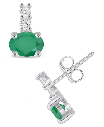 Macy's Gemstone and Diamond (1/8 ct. t.w.) Earrings 10k White Gold (also Yellow Gold)