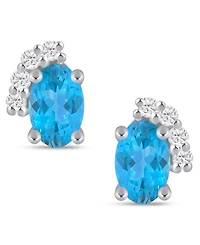 Macy's Gemstone and Diamond Earrings (1/10 ct. t.w.) 10k White Gold (also Yellow Gold)