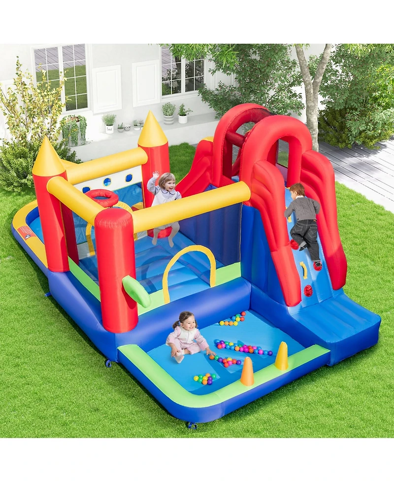 9-in-1 Inflatable Bounce Castle with Water Slide and Splash Pool without Blower