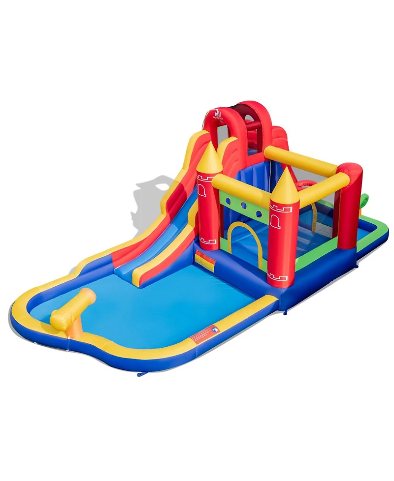 9-in-1 Inflatable Bounce Castle with Water Slide and Splash Pool without Blower