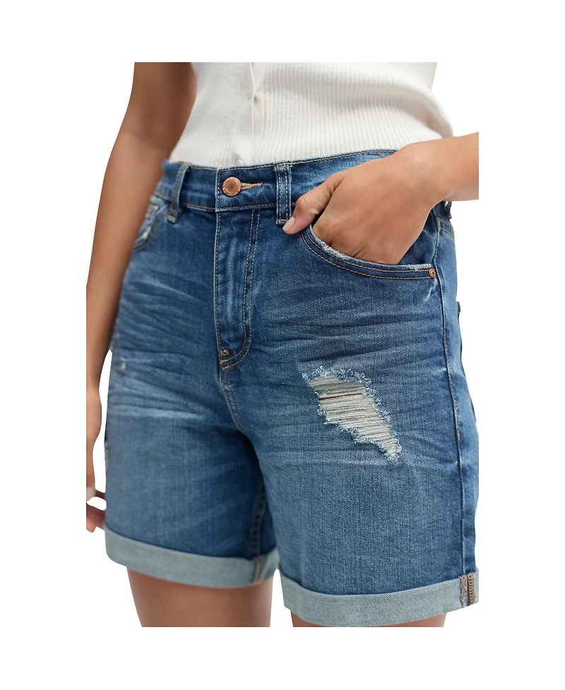 ellos Women's Denim Boyfriend Shorts