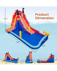Sugift 5-in-1 Inflatable Bounce House with 2 Water Slides and Large Splash Pool With 950W Blower