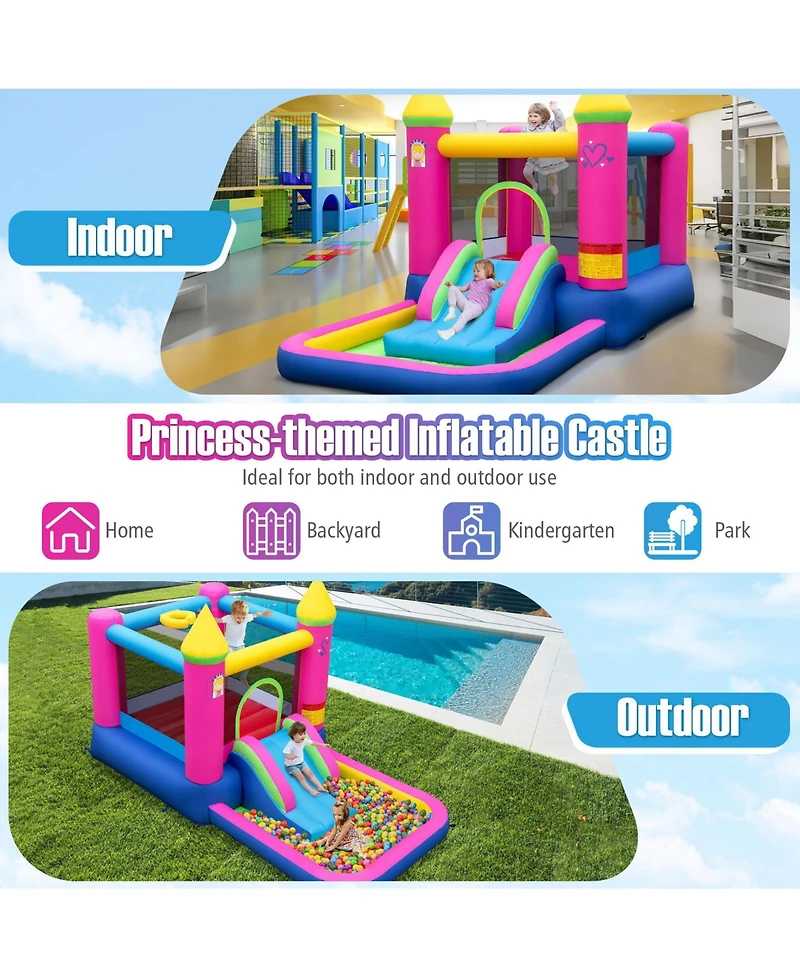 Sugift Inflatable Bounce House 4-in-1 Kids Princess-themed Bouncer Blow-up Bouncy Castle