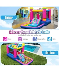 Sugift Inflatable Bounce House 4-in-1 Kids Princess-themed Bouncer Blow-up Bouncy Castle