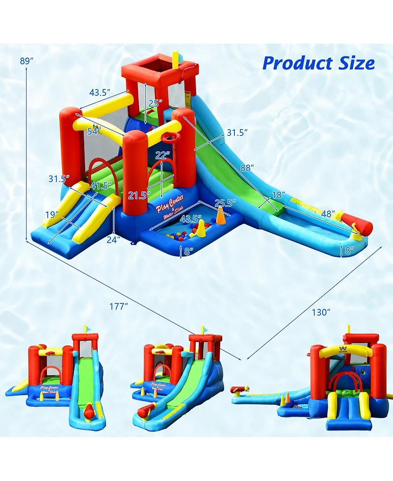 Sugift 9-in-1 Inflatable Kids Water Slide Bounce House without Blower