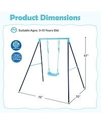 Outdoor Heavy Duty Metal Toddler Swing Set with Stand-Blue
