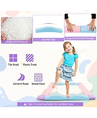 Colorful Kids Wavy Balance Beam with Textured Surface and Non-slip Foot Pads-Blue and Pink