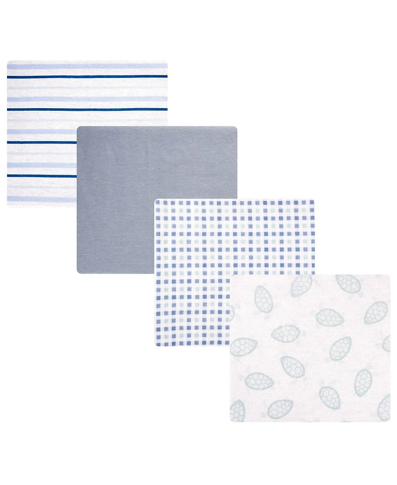 Hudson Baby Cotton Flannel Receiving Blankets 4-Pack, Little Sea Turtle